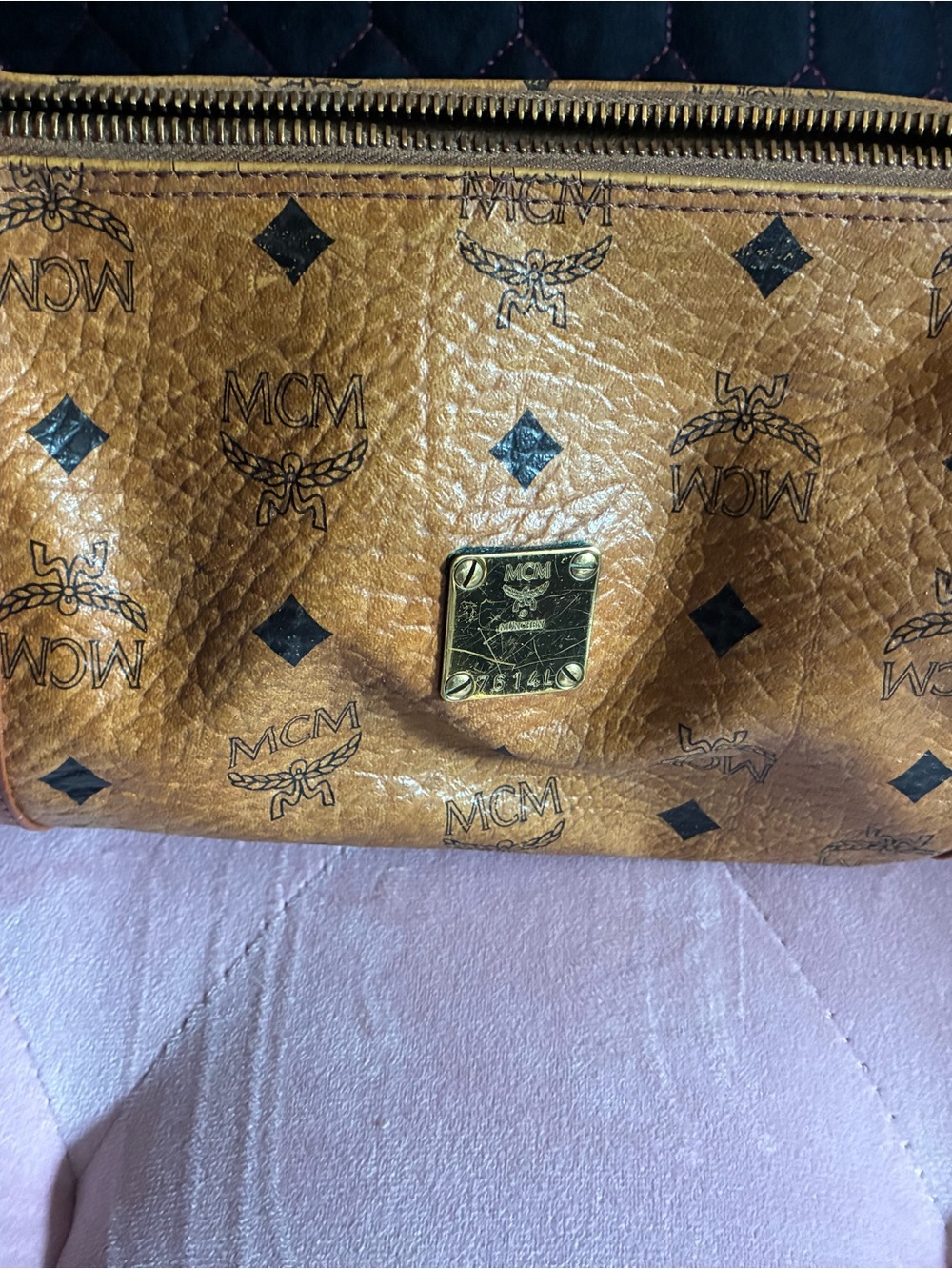 MCM Cognac Visetos Logo Crossbody Bag with Gold Plaque - Picture 3 of 8